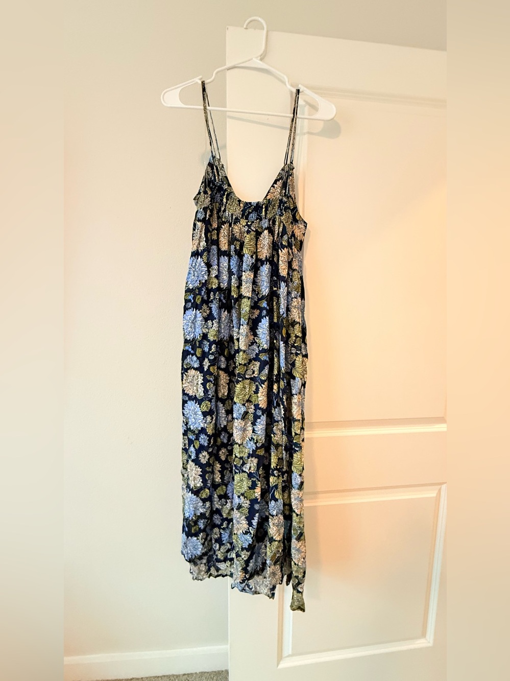 Blush Navy Floral Maxi Slip Dress with Blue & Green Accents - Picture 7 of 7